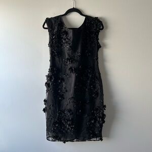 Sara Campbell black textured floral sleeveless dress